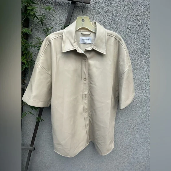 Aritzia Babaton Frances Button-Up in Sand White - Picture 10 of 12